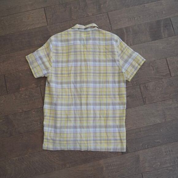 ONIA Vacation Short Sleeve Plaid Regular Fit Shirt Yellow Mens Size Medium - Picture 5 of 8